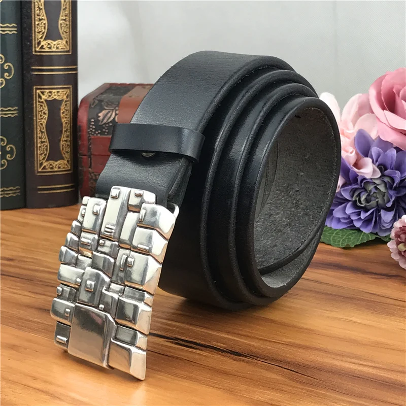 Металлический ремень с пряжками для мужчин, роскошный пояс Ceinture Homme из натуральной кожи, мужские ковбойские джинсы, мужской ремень Riem Wide MBT0590