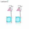LUOTEEMI mode bijoux attrayant bleu rose CZ pierres géométrique cristal boucles d'oreilles pour les femmes fête de mariage Brincos cadeau ► Photo 1/6