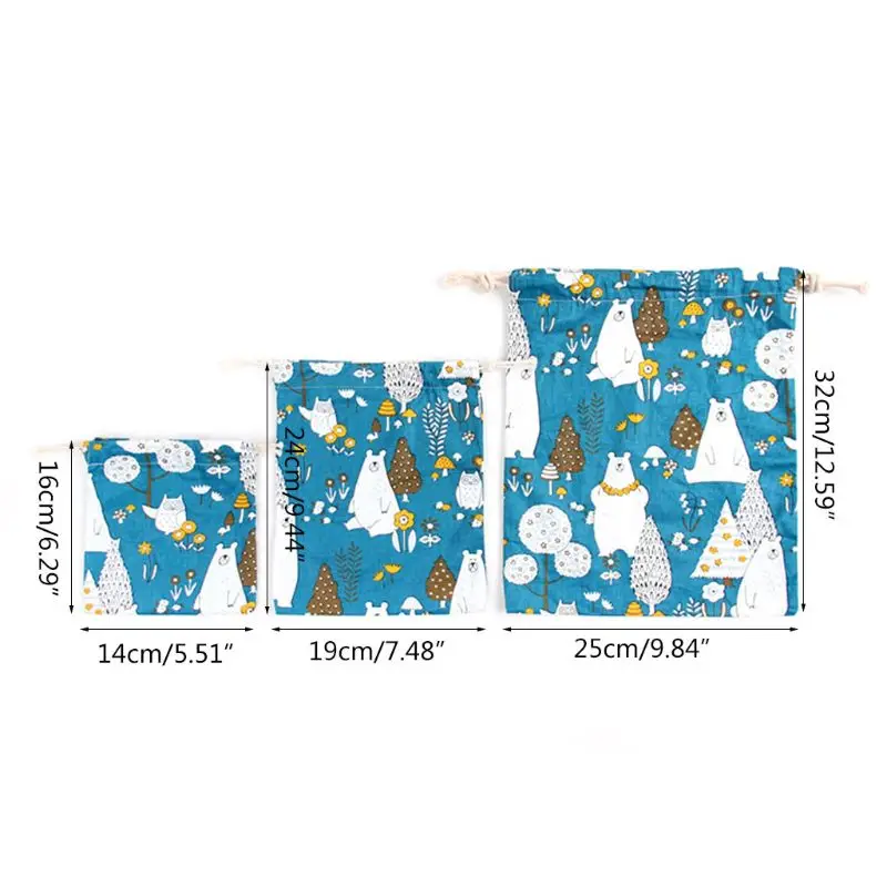 1 шт. хлопчатобумажная ткань, мешок со шнурком, мешок для еды, одежда для улицы, дорожная сумка для хранения, органайзер, сумка на шнурке