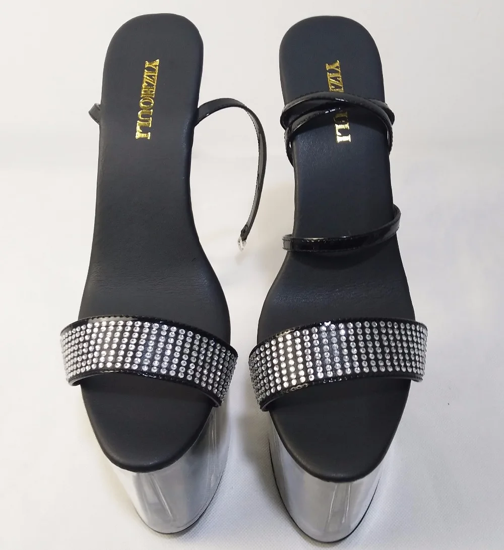 8 inch Unusual High Heel Shoes Platform Sandal with Rhinestone Straps strappy sandals 20cm Fetish High Heel Dance Shoes