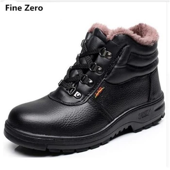

2019 New men Industry warm plush Anti-Puncture steel toe caps work safety protect shoes male tool ankle winter snow boots