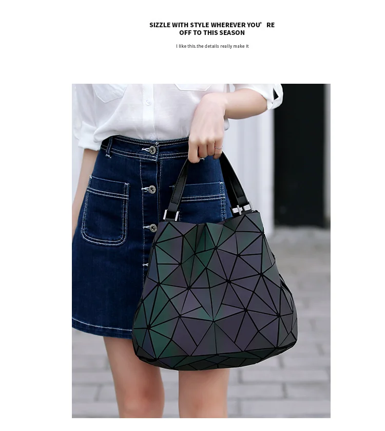 2017 Bao Bao bag Women Luminous sac baobao Bag Diamond Tote Geometry Quilted Shoulder Bags Laser Plain Folding Handbags bolso (10)