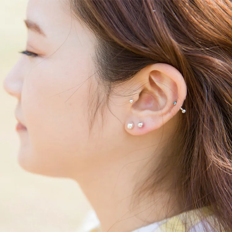 Ling Studs Earrings Hypoallergenic Cartilage Ear Piercing Long Stud Earrings Simple Transparent Glass Wafer Ball Earrings Earrings Ling Studs Earrings Hypoallergenic Cartilage Ear Piercing Long Stud Earrings Simple Transparent Glass Wafer Ball Earrings Earrings