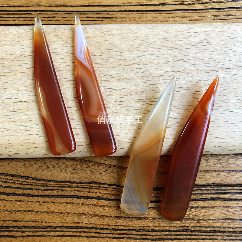 85x15mm 1PC Natural agate to rub leather edge for Scoring Folding Creasing Paper Leather Crafts for Handmade Leather craft Tool