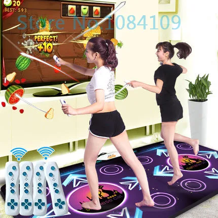 

2015 new PC English menu double dance pad Non-Slip Dancing Step Motion Sensing Dance Game Mat Pad for PC & TV +2 remote control