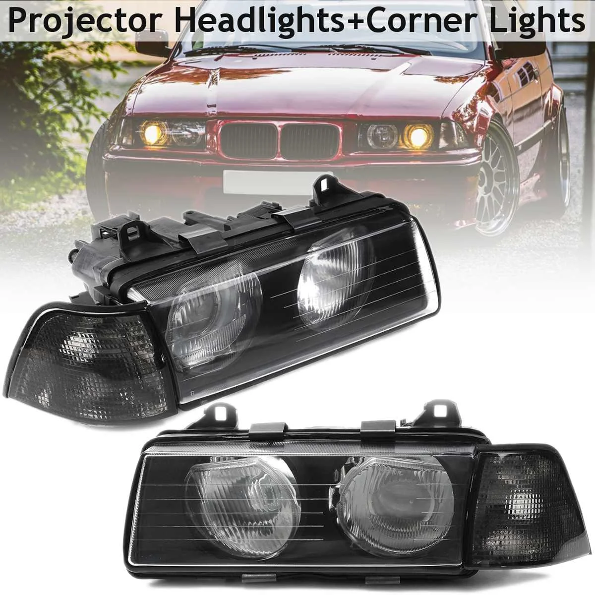 

1 Pair Car Headlights For Bmw E36 3-Series 2Door 1992-1998 Headlight Front Signal Fog Drl Driving Lamp Styling With Corner Light