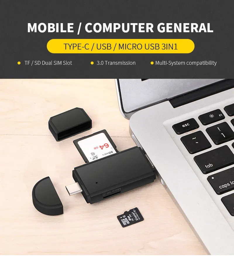 Обновления Card Reader USB 3,0 и Тип C SD Micro SD TF Smart Memory Card Reader адаптер для Macbook Pro ПК Тетрадь разъем