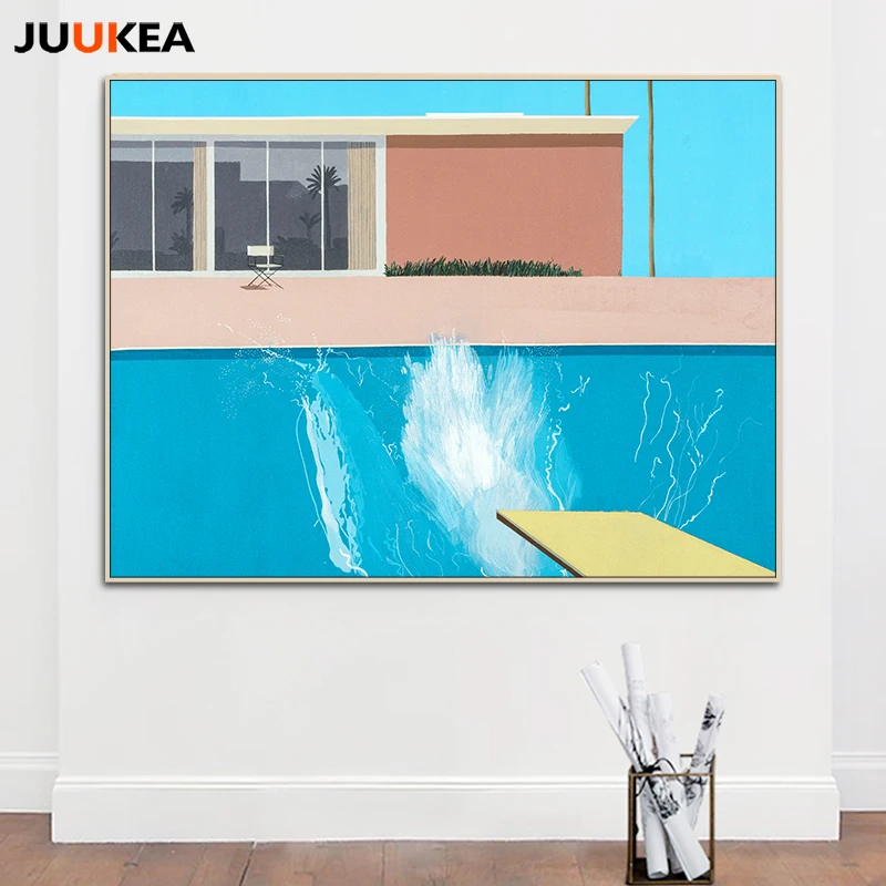 

Modern POP Time Bigger Splash by Artist David H Platform Swimming Pool Scenery Canvas Art Print Painting Wall Poster Home Decor