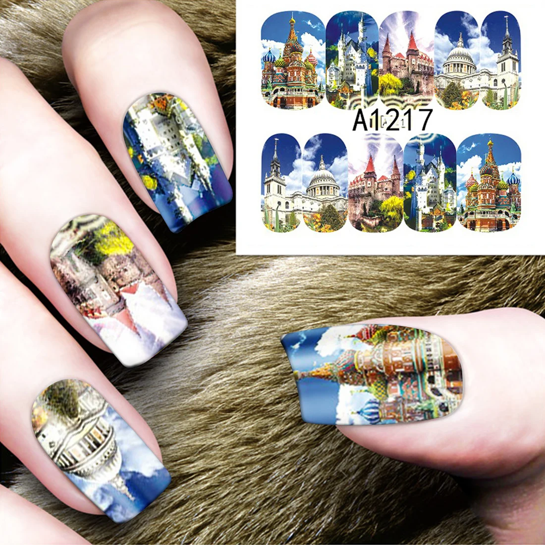 

New Manicure Wraps Paris Effiel Tower Design Nail Sticker Europe Style Sky Buildings Transfer Water Decals Fingertip Tattoo