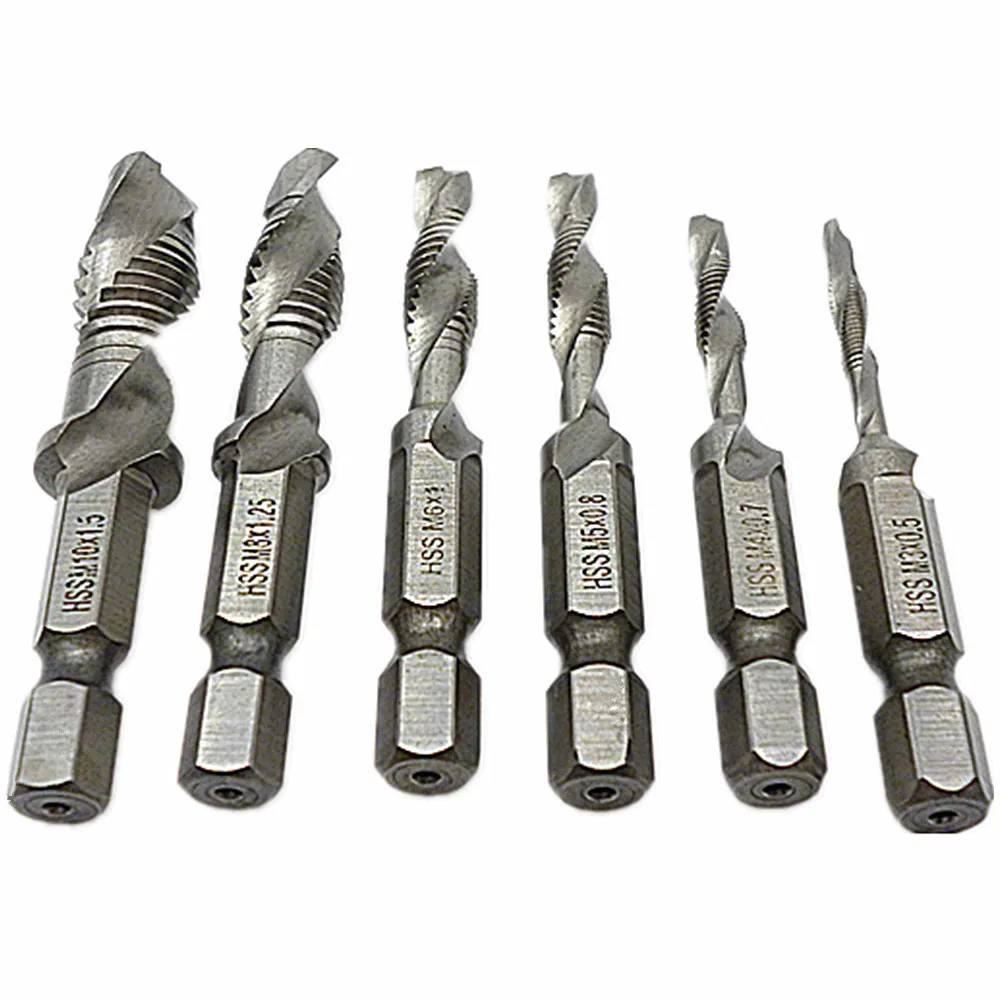 6pcs Metric Drill Tap Countersink Set M3 M4 M5 M6 M8 M10 Hss