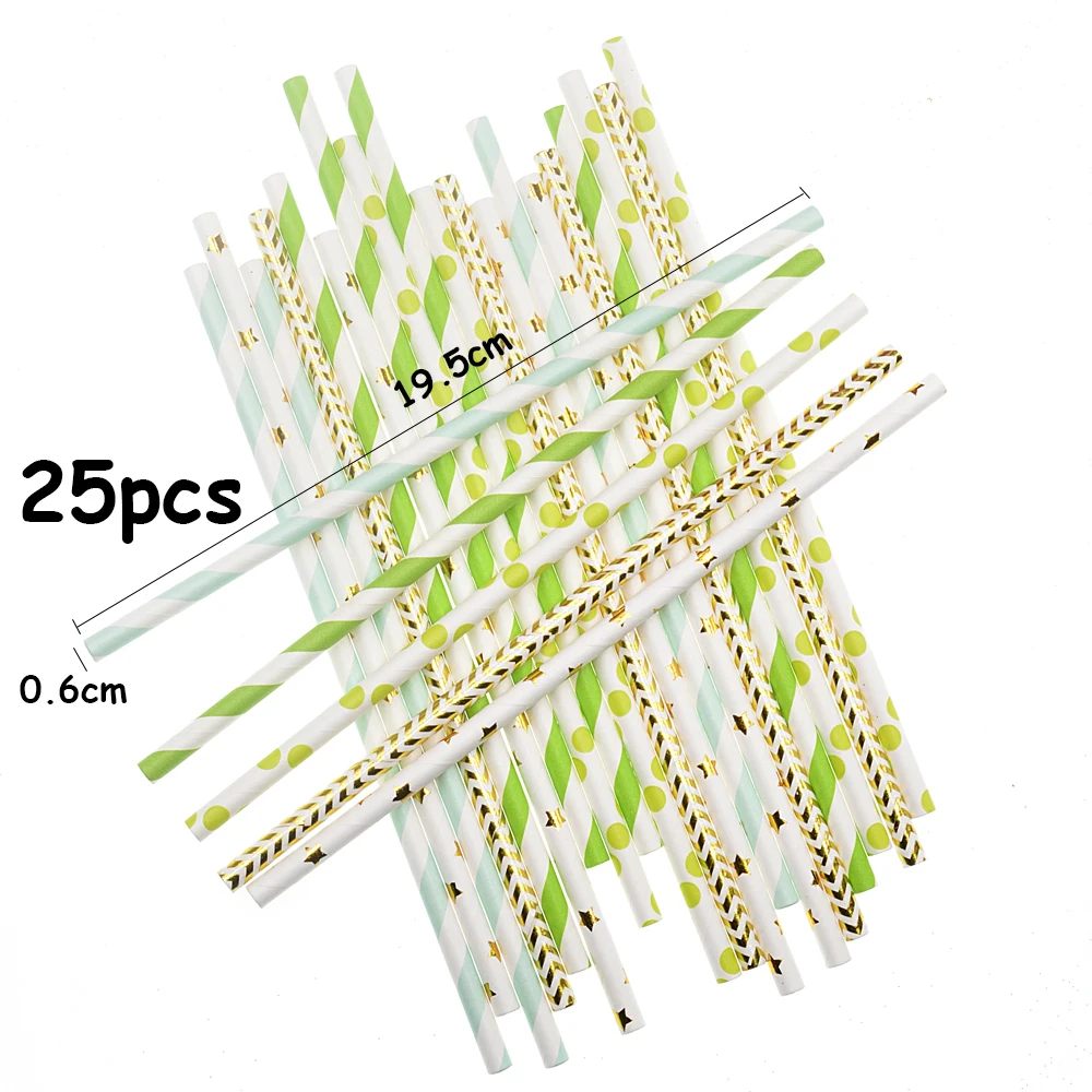 25pcs Drinking Paper Straws Gold Heart Star Stripe Paper Straws For Birthday Baby Shower Decoration Gift Party Event Supplies