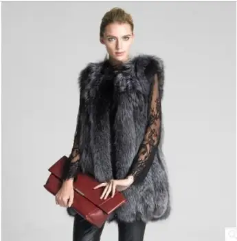 

S/6Xl Womens Slim Casual Long Faux Fur Vest Coats Large Size Leisure Man-Made Fur Waistcoats Fake Fur Sleeveless Jackets K696