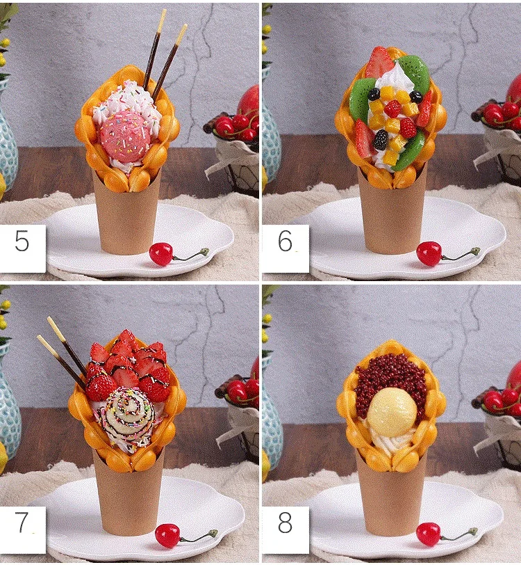 

Simulation egg waffle model display, fake food eggettes puff egg bubble waffle model sample dessert display