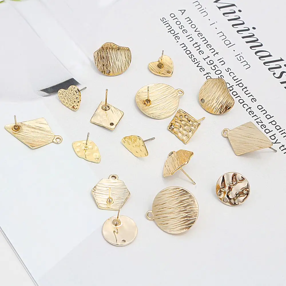 

8 Style 10 Pcs Earrings Making Accessories Golden Distorted Oval Shape Earrings Base Connectors Linker For DIY Fashion Earring