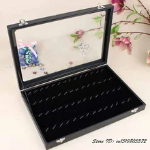 Гарантия качества кулон дисплей лоток черный кожзам коробка для хранения ювелирных изделий кулон держатель, чехол, органайзер со стеклянной крышкой