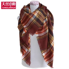 2016 Winter Autumn scarf unisex oversize blanket tartan plaid stole Designer Women Bandana Acrylic scarves shawl wrap children