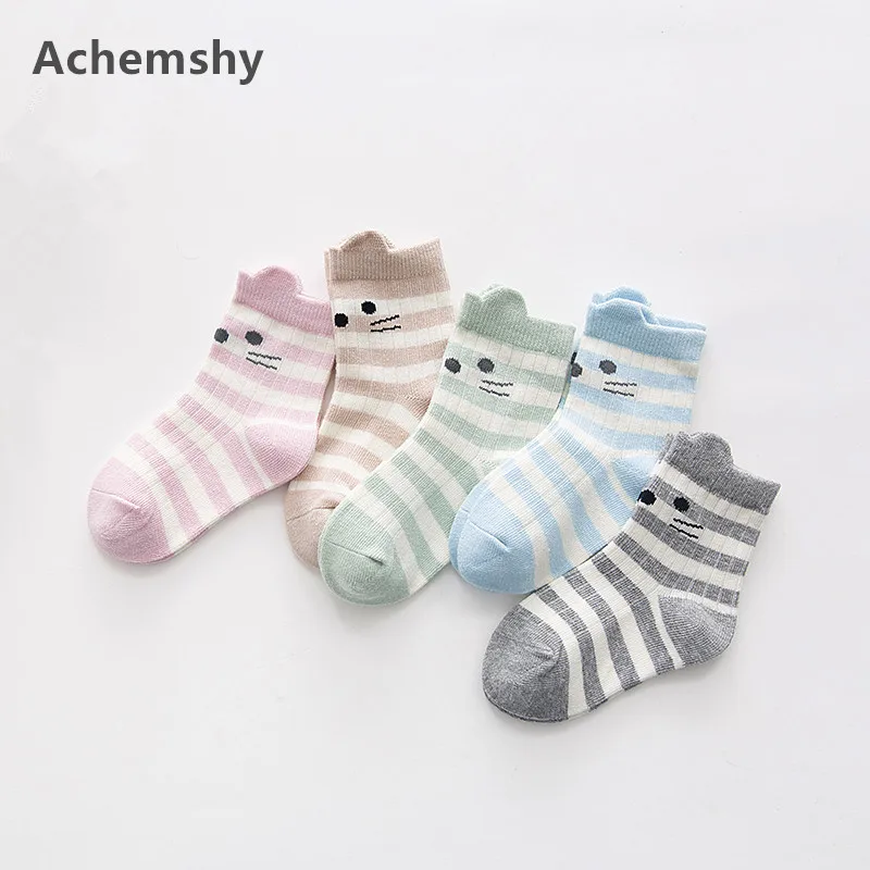 

5 Pairs Kids Infant Socks Autumn Winter Mixed Cute Colors Cotton Socks Children Boys Girls Ankle Socks 1-12 T