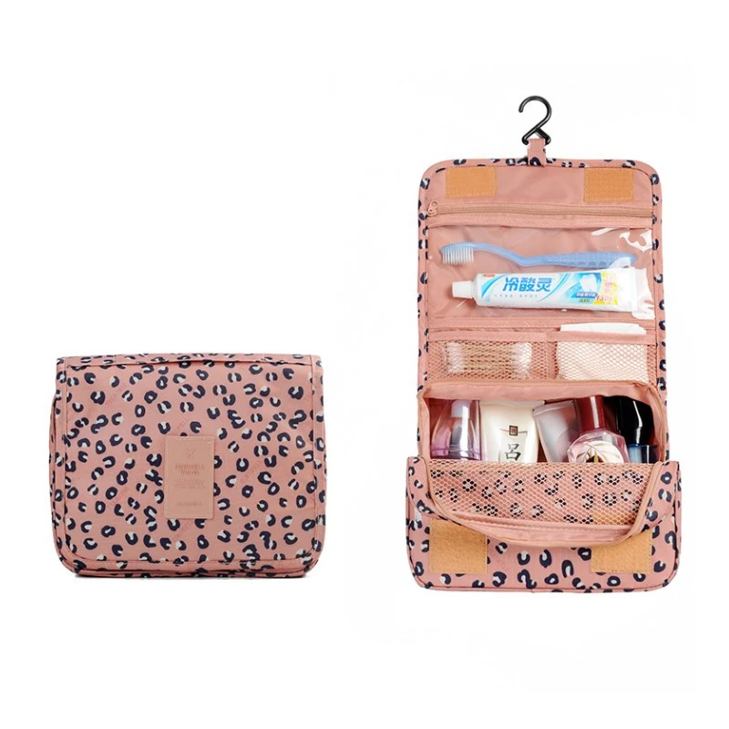 

Womens Pink Print Hanging Toiletry Kit Clear Travel Storage BAG Cosmetic Carry Organizer For Traveling Bathroom Gril Gift