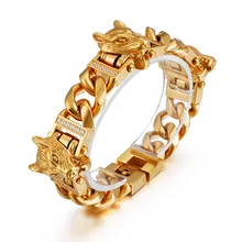 Хип-хоп, крутые, 3 волчьи головы, набор, кубинские, Майями, звенья цепи, браслеты, браслеты для мужчин, рок ювелирные изделия, золото, серебро, черный