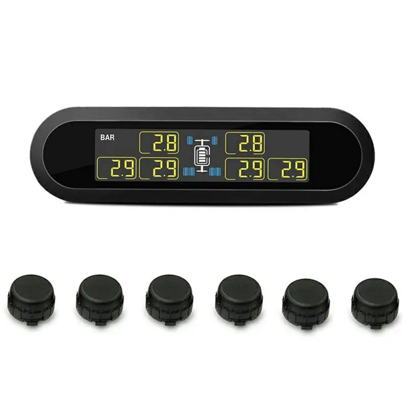 

Solar TPMS Car Tire Pressure Alarm Monitor System 6 Wheel Internal External Tyre Sensor Temperature Alert