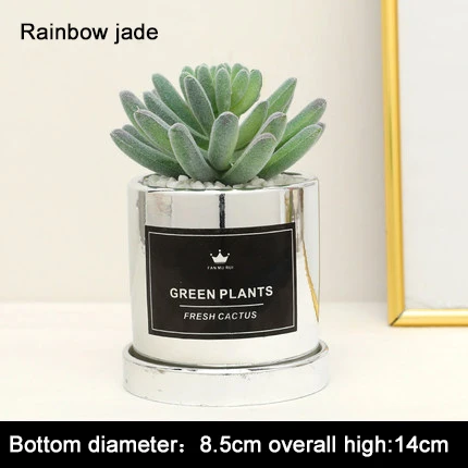 Xuanxiaotong большой 3D кактус искусственный; в горшке зеленые растения бонсай для украшение для домашнего балкона Plante Artificielle - Цвет: Rainbow jade silver