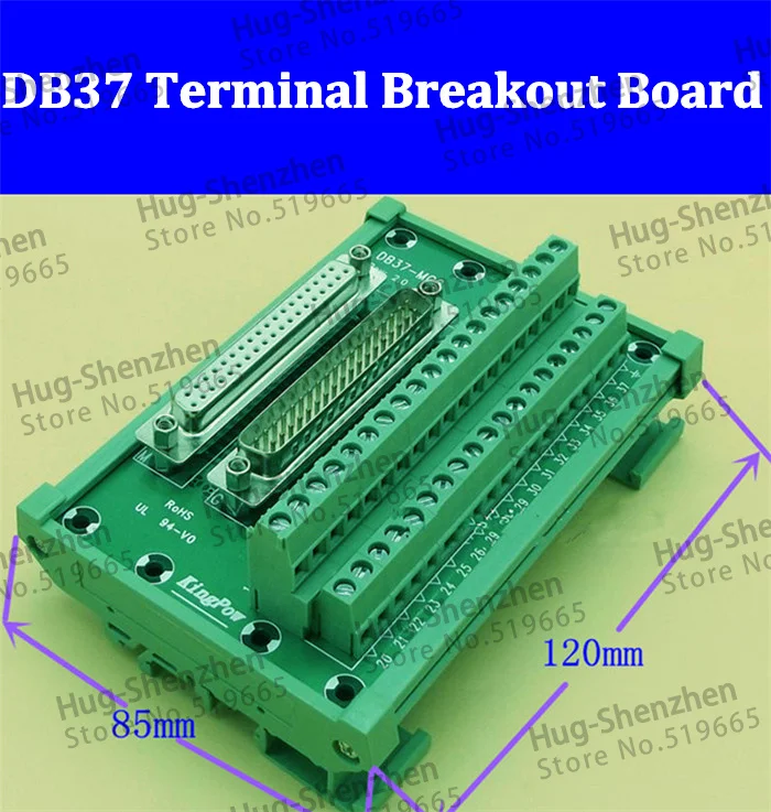 Female Header Breakout Board Terminal Block Connector M/F D-SUB DB37 Plug Male 