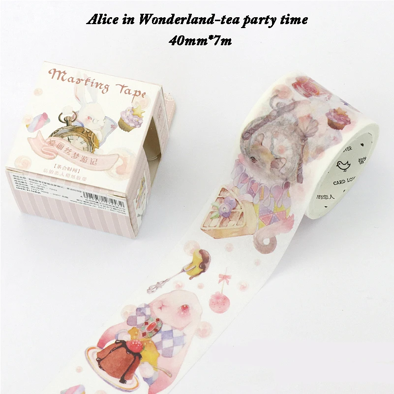 

1 Roll 40mm*7m Alice In Wonderland Rabbit Decorative Washi Tape Sweety Stationery Stickers Masking Tape Adhesive Paper