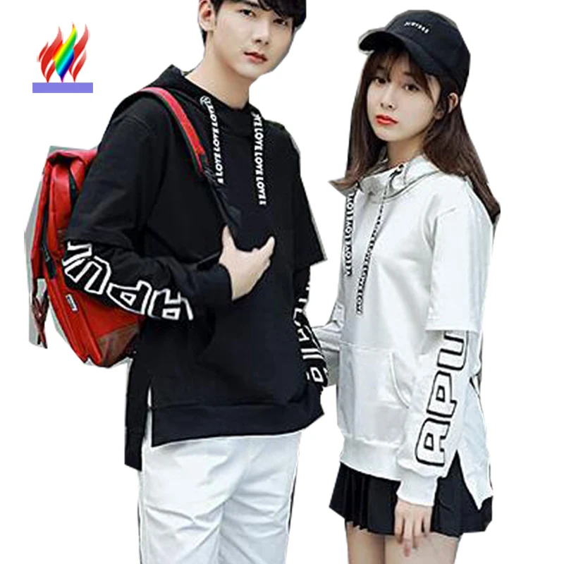 

Lovers Sweatshirts For Couples Clothes Autumn Winter Tops New Letter Printed Pullover With A Hood Korean Matching Couple Hoodies