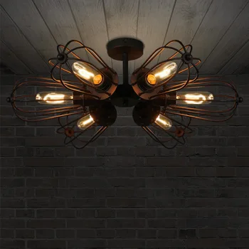 

loft retro dual-purpose wheel iron ceiling light American style village 5 head DIY E27 Art Spider Ceiling Lamp Fixture Light