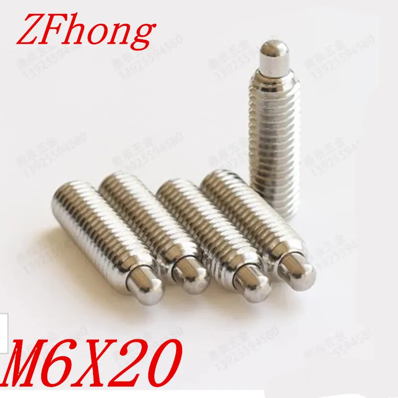 10pcs M6*20 Hex Socket spring loaded pin plunger stainless steel 304