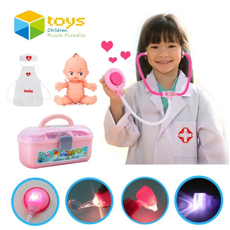 34 PCS Plastic Nurse Doctor Toys Pretend Play Medical Tool Box Kit