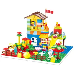 Duplo строительный кирпич 168 шт DIY парк образование Juguete сборки игрушки подарки для девочек на день рождения Совместимость Duplo городские