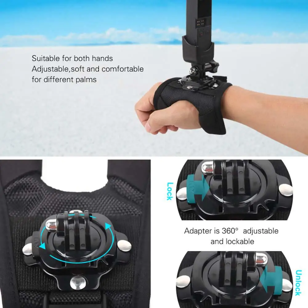 Yiwa 360 градусов Rotable наручный ремень поддерживающий адаптер для DJI OSMO карманная Спортивная камера аксессуары