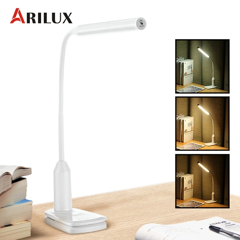 

ARILUX AL-TL02 Flexible 6W LED Table Lamp USB Rechargeable Touch Dimmable Reading LED Desk Lamp Clip On Clamp Light