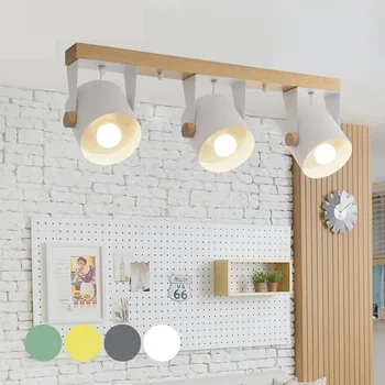 

Nordic modern minimalist wood iron ceiling lamp color Dining Room living room aisle commercial LED Ceiling Lights Lighting