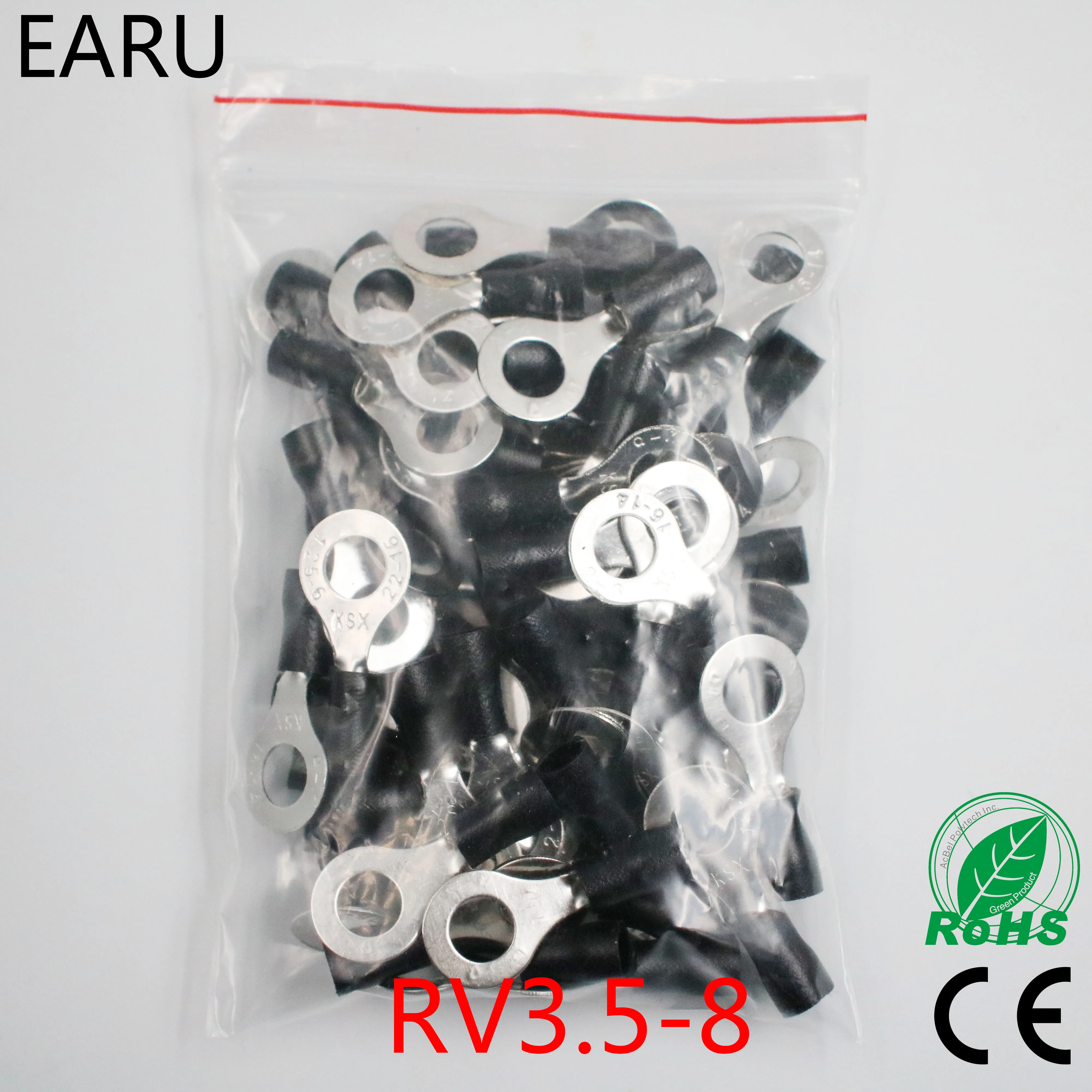 RV3.5-8 черное кольцо изолированный стержень кабеля обжимной костюм 2,5-4mm2 провода Соединительный кабель 100 шт./упак. RV3-8 RV