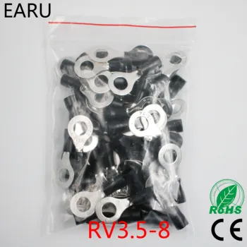 

RV3.5-8 Black Ring insulated terminal cable Crimp Terminal suit 2.5-4mm2 Cable Wire Connector 100PCS/Pack RV3-8 RV