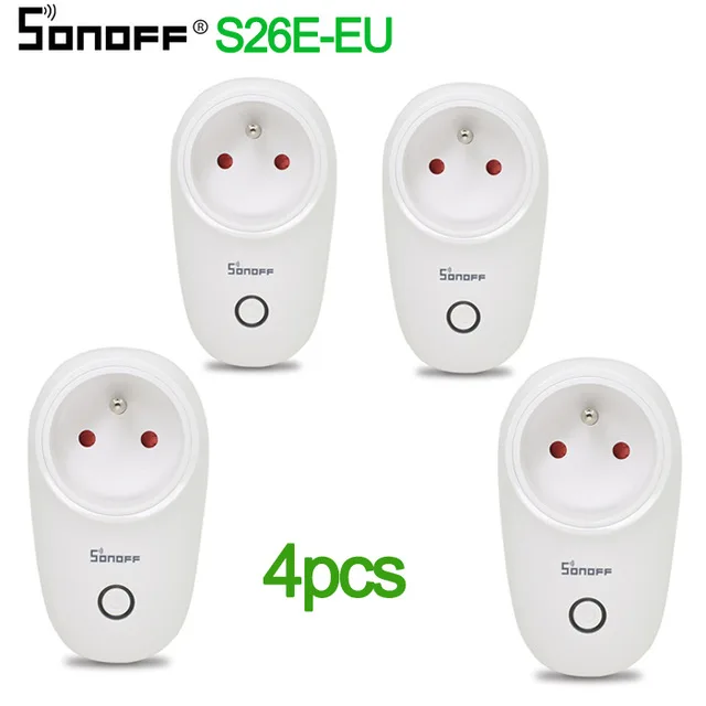 1/2/3/4 шт. Sonoff S26 ЕС Базовая умная розетка Wi-Fi Беспроводной Plug умный дом переключатель Мощность розетки работать с Alexa и Google Assistant - Комплект: S26E-EU 4pcs