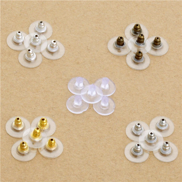 100pcs Copper Gold Rhodium Silver Antique Bronze Silicon Earring 100pcs Copper Gold Rhodium Silver Antique Bronze Silicon Earring Backs Stoppers Earnuts Stud Stopper Back