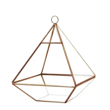 

Pyramid Vertical Metal Glass Geometric Wall Hanging Terrarium Brass Tabletop Succulent Air Plants Holder