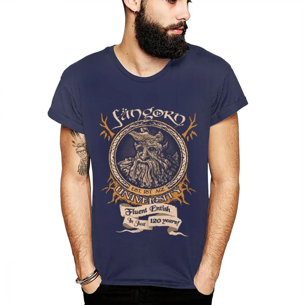 Винтаж Властелин колец Fangorn Treebeard футболка Мягкий хлопок летняя футболка крутая удобный, вокруг шеи; La Camiseta - Цвет: Тёмно-синий