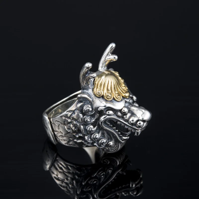 Cock ring new retro Thai silver jewelry domineering personality zodiac wholesale 925 silver ring Cock ring new retro Thai silver jewelry domineering personality zodiac wholesale 925 silver ring
