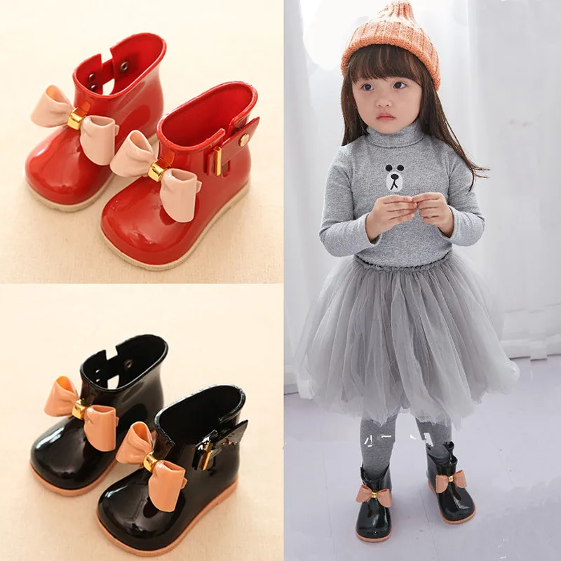 

Hot 2019 New Mini Children Jelly Bowknife Rain Boots Non-slip Waterproof Girls Rain Boots Jelly Shoes Princess Sandals