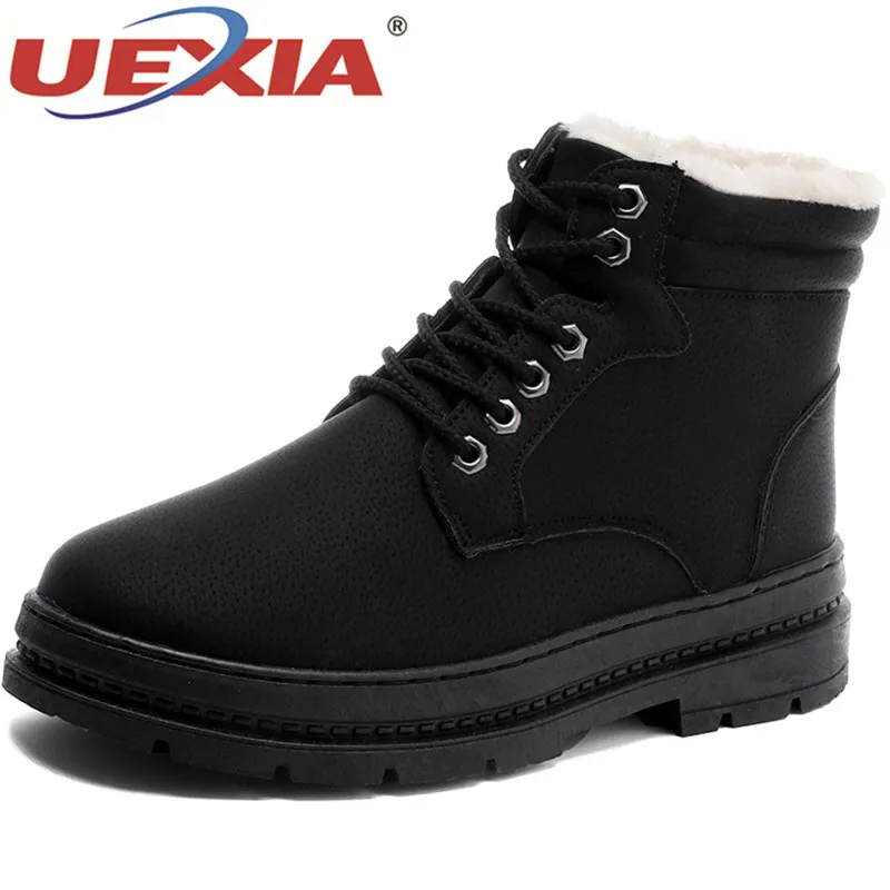 

UEXIA Men Shoes Boots Winter Plush Snow Boots Comfortable Keep Warm Fur Walking Boots Male Casual Sneakers for Young Students
