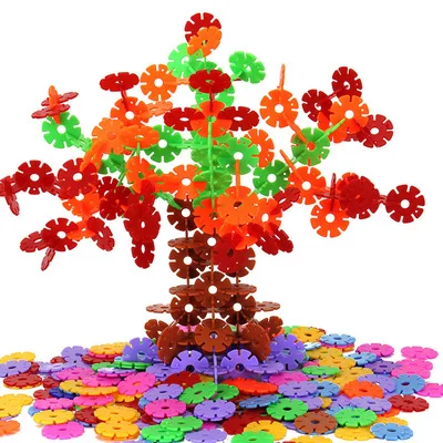300-1200 шт 3D Большой размер многоцветная головоломка пластиковая Снежинка строительные блоки Конструкторы Пазлы Развивающие игрушки