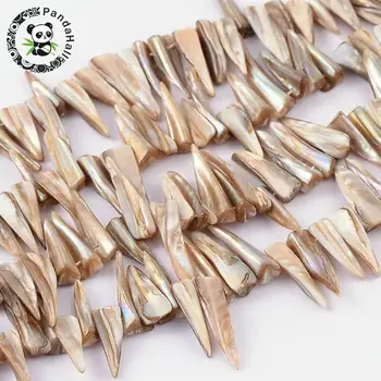 

Shell Beads Strands, Dyed, Erose, White, about 7~9mm wide, 25~35mm long, hole: about 0.5mm, 14"
