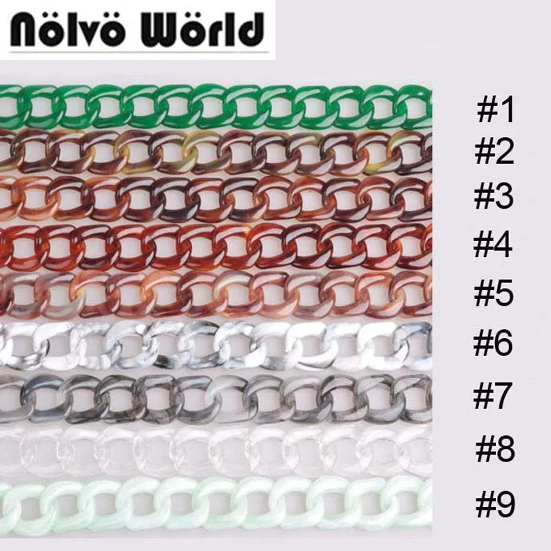 

11 Colors 10 pieces 3cm width 60cm 120cm acrylic chain for elegant women purse evening bags clutch resin bag handle chains