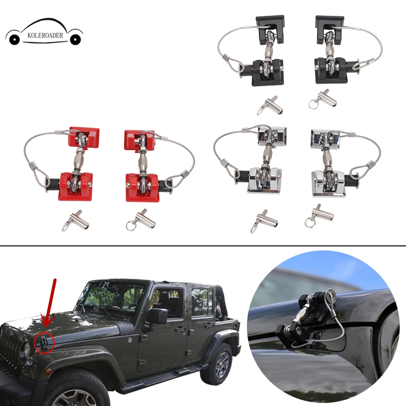 

KOLEROADER Car Exterior Steel Lock Engine Hood Catch Latch Kit with Key for Jeep Wrangler JK Sahara Freedom Rubicon 2007-2017