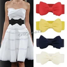 2017 Hot Sale Fashion Women Lady Bowknot Stretch Elastic Bow Wide Stretch Buckle Waistband Waist Belt