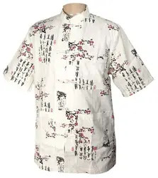 Бесплатная доставка Мужская хлопковая Wu Шу рубашка Кунг-фу Рубашка Винтаж Тотем Рубашка летняя гостиная рубашка S-XXXL MS026